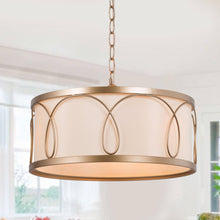Resplendor 3-Light 16" Modern Fabric Gold Chandelier, Drum