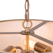 Resplendor 3-Light 16" Modern Fabric Gold Chandelier, Drum