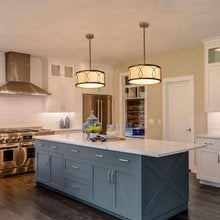 Resplendor 3-Light 16" Modern Fabric Gold Chandelier, Drum