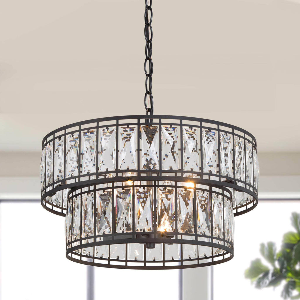 LNC Chispa 4-Light Small Black Crystal Chandelier– LNC HOME