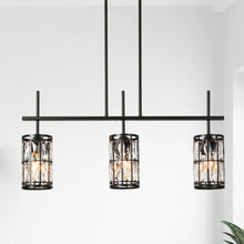 Chispa 3-Light 31.5-in Black Modern Linear Crystal Kitchen Island Light