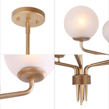 Latricewilks 5-Light 24"Modern Gold Chandelier,Frosted Globe Glass
