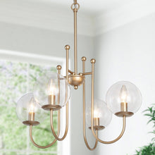 Radifolium 4-Light 21.5" Modern Globe Gold Chandelier, Candlestick