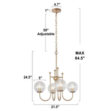 Radifolium 4-Light 21.5" Modern Globe Gold Chandelier, Candlestick