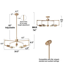 Cyphostemma 5-Light 24.5" Modern Gold Chandelier, Unique Radial