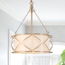Resplendor 3-Light 16" Modern Fabric Gold Chandelier, Drum