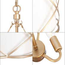Resplendor 3-Light 16" Modern Fabric Gold Chandelier, Drum