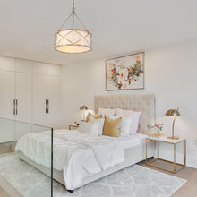 Resplendor 3-Light 16" Modern Fabric Gold Chandelier, Drum