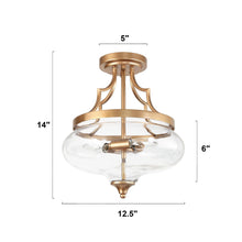 Gregary 3-Light Mini Gold Semi-Flush-Mount Light