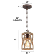 Hippometiph 1-Light Mini Wood Farmhouse Pendant Light Fixtures