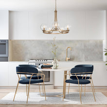 Tyrone 5-Light 24" Modern Globe Glass Gold Chandelier, Wagon Wheel