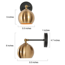 Semerisy 1-Light Modern Black and Gold Globe Wall Sconces