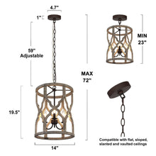 Hippometiph 3-Light Mini Wood Farmhouse Pendant Light Fixtures