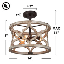Hippometiph 3-Light Small Wood Semi-Flush-Mount Light