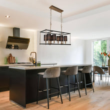 Calyptra 8-Light 26-in Black&Gold Modern Rectangle Kitchen Island Light