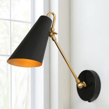 Petoracing 1-Light Modern Black and Gold Armed Wall Sconces