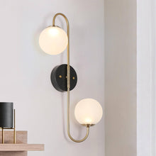 Betonicifolia 2-Light Black & Gold Globe Glass LED Wall Sconces