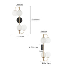 Betonicifolia 2-Light Black & Gold Globe Glass LED Wall Sconces