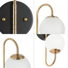 Betonicifolia 2-Light Black & Gold Globe Glass LED Wall Sconces