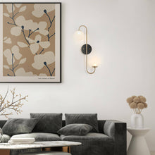 Betonicifolia 2-Light Black & Gold Globe Glass LED Wall Sconces