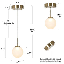 Maud 1-Light Mini Brass LED Modern Pendant Light Fixtures