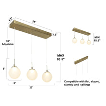 Betonicifolia 3-Light 23-in Brass Modern Cluster LED Kitchen Island Light