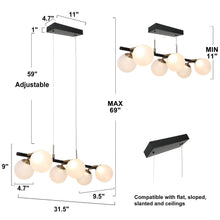 Betonicifolia 6-Light 31.5-in Black Modern Linear LED Kitchen Island Light