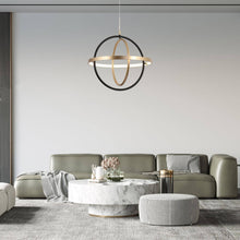 Syzygy 1-Light Modern Black&Gold LED Chandelier, Orbital Pendant
