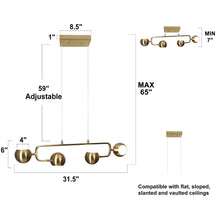 Stellevernic 4-Light 31.5-in Brass Modern Linear LED Kitchen Island Light