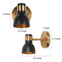 Elinkarce 1-Light Modern Black and Gold Spot-Light Wall Sconces