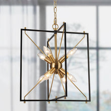 Spinaphine 8-Light 16" Modern Minimalist Black Chandelier, Square