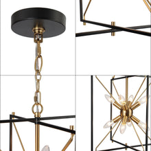 Spinaphine 8-Light 16" Modern Minimalist Black Chandelier, Square