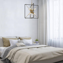 Spinaphine 8-Light 16" Modern Minimalist Black Chandelier, Square