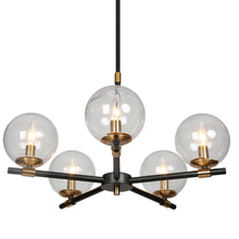 Amaryllis 5-Light 22" Modern Globe Glass Black Chandelier, Radial