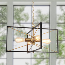 Odelette 4-Light 24" Modern Minimalist Black Chandelier, Rectangle
