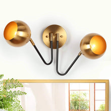 Semerisy 2-Light Modern Black and Gold Armed Wall Sconces