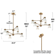 Elinkarce 6-Light 24.5" Modern Gold&White Chandelier, Sputnik