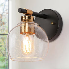 Amaryllis 1-Light Modern Black & Gold Seeded Glass  Wall Sconces