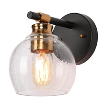 Amaryllis 1-Light Modern Black & Gold Seeded Glass  Wall Sconces