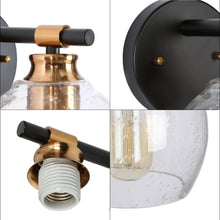 Amaryllis 1-Light Modern Black & Gold Seeded Glass  Wall Sconces
