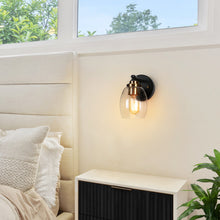 Gary 1-Light Black & Gold with Bell Seeded Glass Wall Sconces