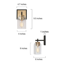 Ephedra 1-Light Modern Black and Gold Glass Bell Wall Sconces