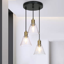 Amaduz 3-Light 12" Modern Glass Cone Black Chandelier, Cluster