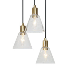 Amaduz 3-Light 12" Modern Glass Cone Black Chandelier, Cluster