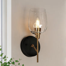 Fupotoss 1-Light Modern Black&Gold Seeded Wine Glass Wall Sconce