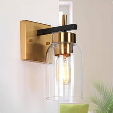 Broccoli 1-Light Modern Black and Gold Glass Bell Wall Sconces