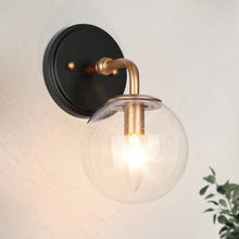 Cllenqy 1-Light Modern Black and Gold Seeded-Glass Wall Sconces