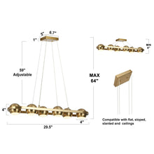 Stellevernic 6-Light 29.5-in Brass Modern Linear LED Kitchen Island Light