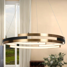 Eammenty 6-Light 25.5" Modern Gold LED Chandelier, Wagon Wheel