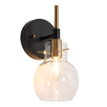 Aiglitis 1-Light Modern Black and Gold Globe Glass Wall Sconces